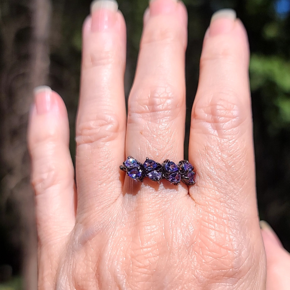 STUNNING Tanzanite sterling & Rhodium ring sz7 - Picture 5 of 10